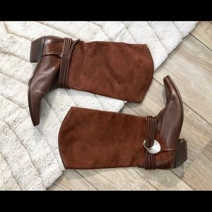 Via Spiga Suede & Leather Brown Calf Boot